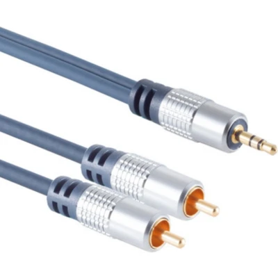 Afbeelding van Stereo Tulp (m) 3,5mm Jack Kabel Verguld Premium 10 meter Blauw