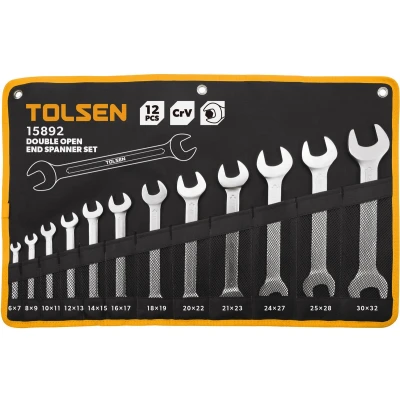 Afbeelding van Tolsen Steeksleutelset 12 delig dubbele steeksleutels / 24 metrische maten 6x7 8x9 10x11 12x13 14x15 16x17 18x19 20x22 21x23 24x27 25x28 30x32 mm