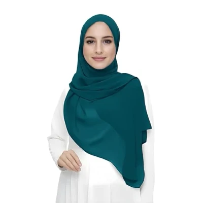 Afbeelding van Premium Chiffon Hijab Hoofd Sjaal Wrap Voor Moslim Vrouwen Lichtgewicht (Teal)
