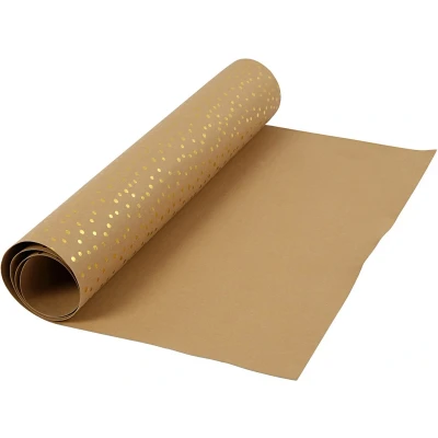 Afbeelding van Creotime leerpapier stippen bruin 1 m