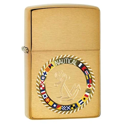 Afbeelding van Zippo Nautische vlaggen Ontwerp Kleurenafbeelding/Auto gegraveerd, Geborsteld Messing Winddicht Aansteker, navulbaar, in geschenkdoos