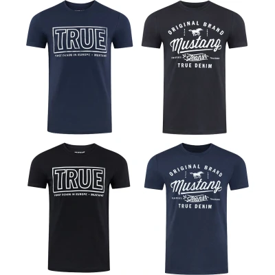 Afbeelding van Mustang heren T shirt 4 pack regular fit Veelkleurig XL Ronde Hals Volwassenen Opdruk Print Shirts