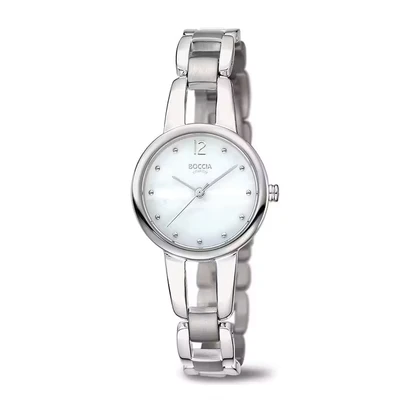 Afbeelding van Boccia 3290 01 Horloge Titanium zilverkleurig parelmoer 28 mm