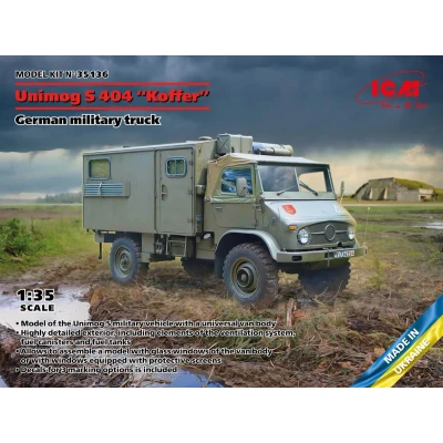 Afbeelding van 1:35 ICM 35136 Unimog S 404 with Box body German military truck Plastic Modelbouwpakket