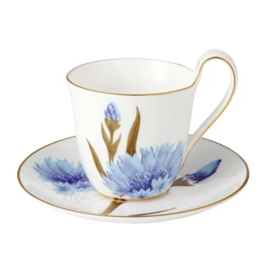 Afbeelding van Royal Copenhagen Flora Mok, Fine Bone China, wit blauw goud