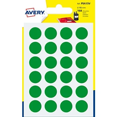 Afbeelding van Avery PSA15V verpakking met 168 markeringspunten diameter 15 mm A6 vel Groen