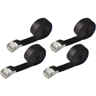 Afbeelding van Aanhangwagendirect Set van 4 sjorbanden zwart 300x2,5 cm (250 kg)