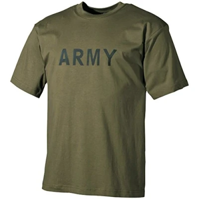 Afbeelding van MFH Heren T Shirt Olijf met Army Print maat M