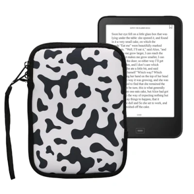 Afbeelding van kwmobile Universele Cover voor eReader Neopreen hoesje Koeien Patroon zwart/wit 17 x 12 2 cm