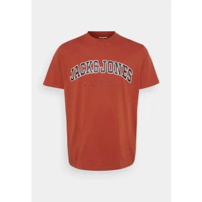 Afbeelding van Jack &amp; Jones Jjecaleb Varsity TEE O NECK Tshirt print, Heren, Maat: 4XL, Burnt henna