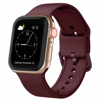 Afbeelding van Apple Watch Soft siliconen bandje met gespsluiting Bordeaux Geschikt voor 38mm / 40mm 41mm
