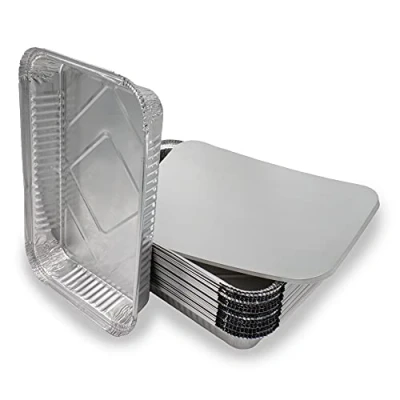 Afbeelding van Mamatura XL aluminium schalen met deksel, grote schalen, 25 x bakvormen, wegwerp om te bakken, Weber lekschalen, grillschaal,