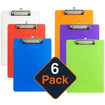 Afbeelding van KAHEIGN 6 stuks A4 kunststof klembord, gekleurde klembord papierhouder, schrijfbord met laag profiel clip en liniaal schaalrand voor memoformulierdocument (31,5 x 22,5 cm)