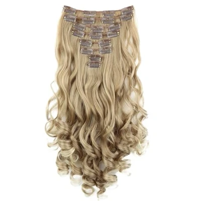 Afbeelding van CAISHA XXL 45cm 8 Delige Set CLIP IN EXTENSIONS Haarextensies Haarstukje Golvend Donkerblond Mix CES4a 1