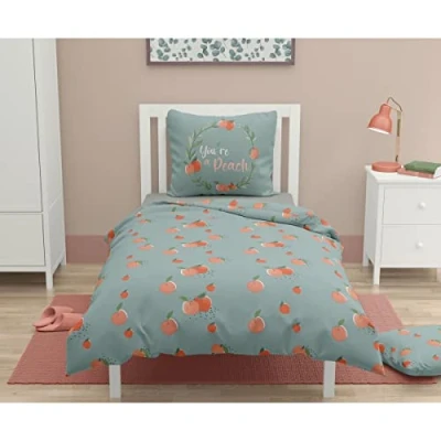 Afbeelding van Roupillon Peachy kinderbeddengoed, 100% katoen, kleuren groen, materiaal: maten 140 x 200 cm