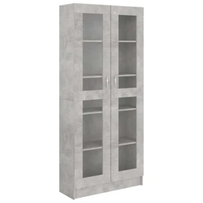 Afbeelding van vidaXL Vitrinekast 82,5x30,5x185,5 cm bewerkt hout betongrijs