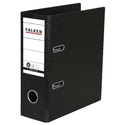 Afbeelding van FALKEN Ordner mappeciaal formaat hardboard. Gemaakt in Duitsland. 8 cm breed DIN A5 hoog zwart Recepten ringband dossiermap Briefmap Kantoormap Kartonmap Insteekmap Blauwe Engel,Breedhardboard
