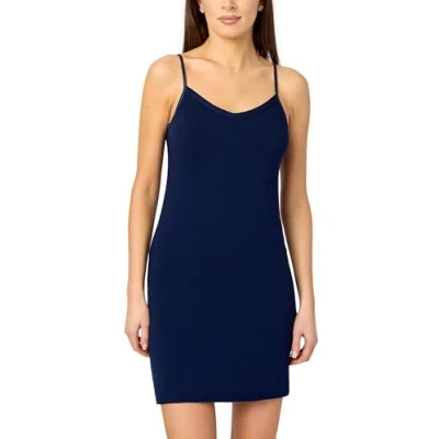 Afbeelding van Merry Style MS MS10 315 UW Dames Onderjurk Nachthemd kort V neck verstelbare Spaghetti bandjes Viscose Marineblauw XL