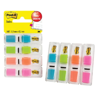 Afbeelding van Indextabs 3M Post it 6834 11.9mmx43.1mm helder 3+1 gratis assorti