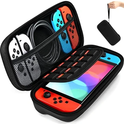 Afbeelding van ivoler Draagtas Case en 2 Stuks Screen Protector Compatibel met Nintendo Switch 20 Games Hard hoes/Cover/Beschermhoes, games, Joy Con andere console &amp; accessoires zwart