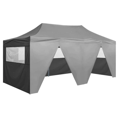 Afbeelding van Partytent met 4 zijwanden inklapbaar 3x6 m staal antraciet