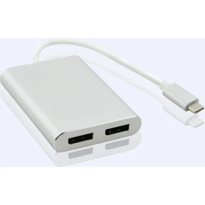 Afbeelding van Helos Beeldschermsplitser USB C (M) naar DisplayPort (W) (USB Type C, 10 cm), Data + Video Adapter, Zilver