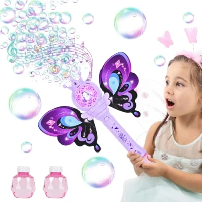 Afbeelding van Weinsamkeit Bellenblaasmachine met licht, muziek voor kinderen van 3 tot 8 jaar, bellenblaasstaaf, speelgoed meisjes, cadeaus vanaf 3, 4, 5, 6, 7, kinderen, paars