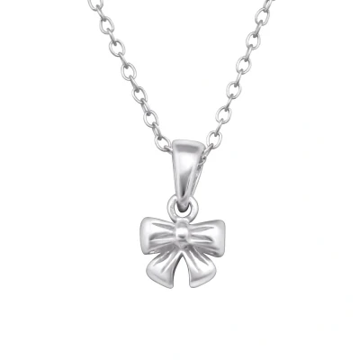 Afbeelding van JoyS Zilveren strik hanger 6 x 5 mm met ketting 39 cm voor kinderen