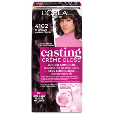 Afbeelding van 3x L&#039;Oréal Casting Crème Gloss Semi Permanente Haarkleuring 4102 Cool Chestnut Parelmoer Kastanjebruin