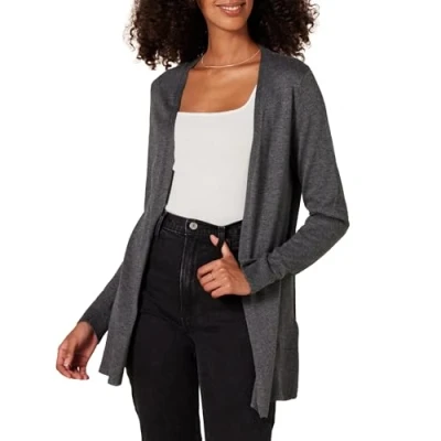 Afbeelding van Amazon Essentials Dames Lichtgewicht vest met open voorkant (verkrijgbaar in grote maten), Houtskoolzwart, XS