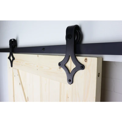Afbeelding van Zwart Schuifdeursysteem met Rails Klassiek Model Compleet 200 cm Per Set