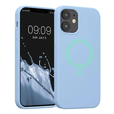 Afbeelding van kwmobile telefoonhoesje compatibel met Apple iPhone 12 mini Hoesje magneet MagSafe Smartphone case in mat lichtblauw