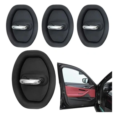 Afbeelding van 4 STUKS Auto Siliconen Deurgrendel Beschermhoes, voor Opel Vauxhall Astra K 2015 2021 Deurslot Cover Protector Guard Klink Cap,A Black