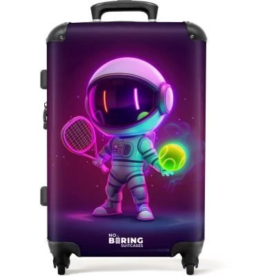 Afbeelding van NoBoringSuitcases.com® Kinderkoffer groot Kindertrolley koffer Astronaut Tennis Rolkoffer lichtgewicht Reiskoffer met 4 wielen Grote trolley XL 20 kg bagage