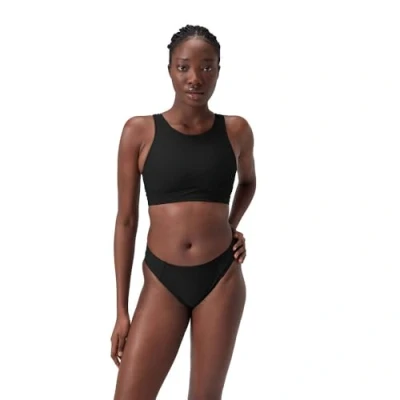 Afbeelding van Speedo Effen top met hoge hals en mesh voor dames Swim Fitness Stijlvol design, antraciet, M