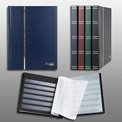 Afbeelding van Prophila Collection 32 zwarte pagina&#039;s A5 postzegels insteekboek blauwe omslag