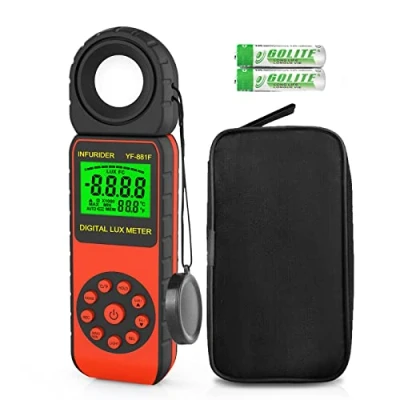 Afbeelding van Digitale Lichtmeter Verlichtingsmeter,INFURIDER YF 881F Luxmeter Bereik tot 400.000 Lux met 270º Gedraaide Sensor, Illuminantie Meter voor Kweeklampen en Fotografie