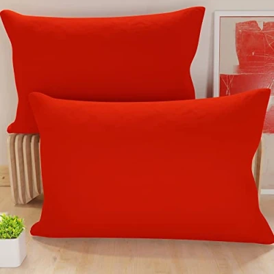 Afbeelding van PETTI Artigiani Italiani Set van 2 kussenslopen 145 x 40 cm, effen rode kussenslopen, kussensloop 100% hypoallergene microvezel, gemaakt in Italië