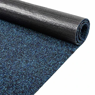 Afbeelding van ANRO Poet Deurmat, vuilvangmat, tapijtloper, schoonloopmat voor binnen en buiten, hal, entree, blauw, 100 x 220 cm