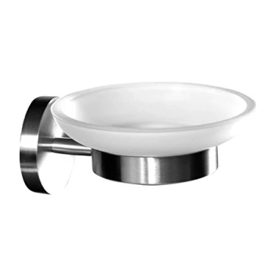 Afbeelding van Ambrosya zeephouder met wandbevestiging schaal glas zeepbakje toilet badkamer (geborsteld roestvrij staal))