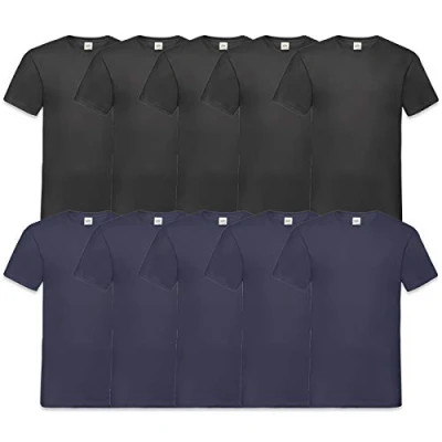 Afbeelding van Fruit of the Loom T shirt voor heren, met V hals, voordeelverpakking van 10 stuks, 5, zwart 5 navy, 5XL