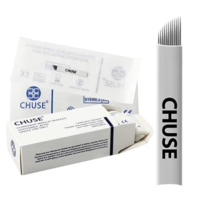 Afbeelding van Chuse S12 Wegwerp Microblading Permanent Make up Handmatige Wenkbrauwtattoo naalden 12 schuin 50 stuks/doos