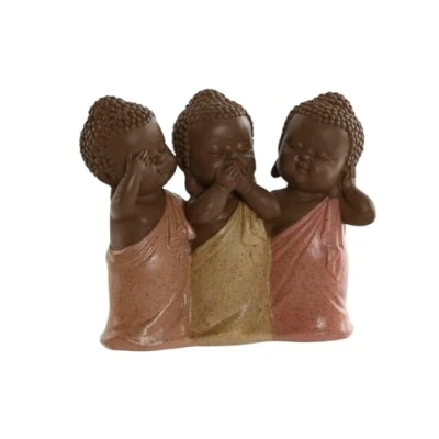 Afbeelding van Decoratieve figuren Home ESPRIT Oranje Koraal Limoen Hars Boeddha Orientaals 15,5 x 6 13 cm