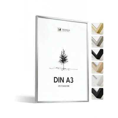 Afbeelding van Heimlich® 1 x fotolijst DIN A3 30 42 cm zilver champagne metalen lijst pack documentenlijst 29,7 groot collage Frame aluminium poster Picture