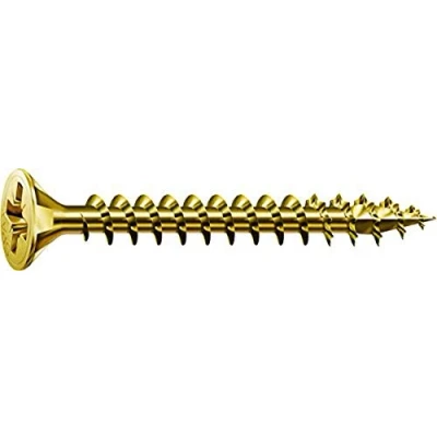 Afbeelding van SPAX Universele schroef, 4,0 x 50 mm, 500 stuks, kruiskop Z2, verzonken kop, volledige schroefdraad, 4CUT, YELLOX A2L, geel verzinkt, 1081020400505