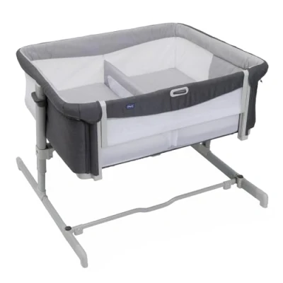 Afbeelding van Chicco Next2Me Twins, kinderbed bijzetbed voor tweelingen, 2 vaste matrassen, met één hand te openen zijrooster, in hoogte verstelbaar, instelbaar 11 hoogteniveaus, inklapbare voeten, 0 m +