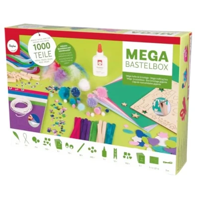 Afbeelding van speelgoed mega knutselbox 1000 stuks knutselkoffer knutselpakketten knutseldoos knutselen voor kinderen diy hobbypakket creatief