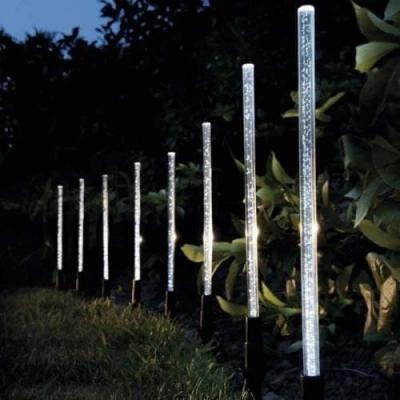 Afbeelding van Garden Mile® 8 st LED Solar Lights Crystal Bubble Stick Zonne energie Oplaadbare Tuin Lichten Grens Post Verlichting Heldere Outdoor Licht Set Of Pad Waterdichte 30cm