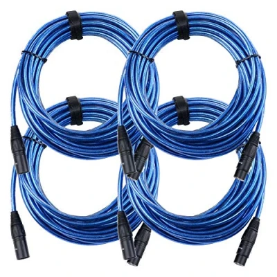 Afbeelding van set van 4 Pronomic Stage XFXM blue 10 microfoonkabel XLR m metallic