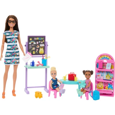 Afbeelding van Barbie Klaslokaal speelset met pop en 2 skippers